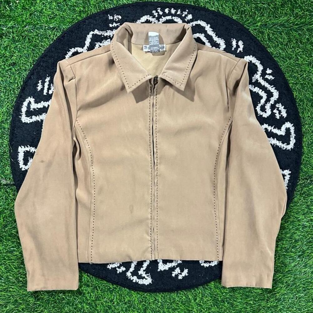 Vintage Dress Barn Suede Jacket w/ Satin Lining - L; 21x22 (Width/Length)